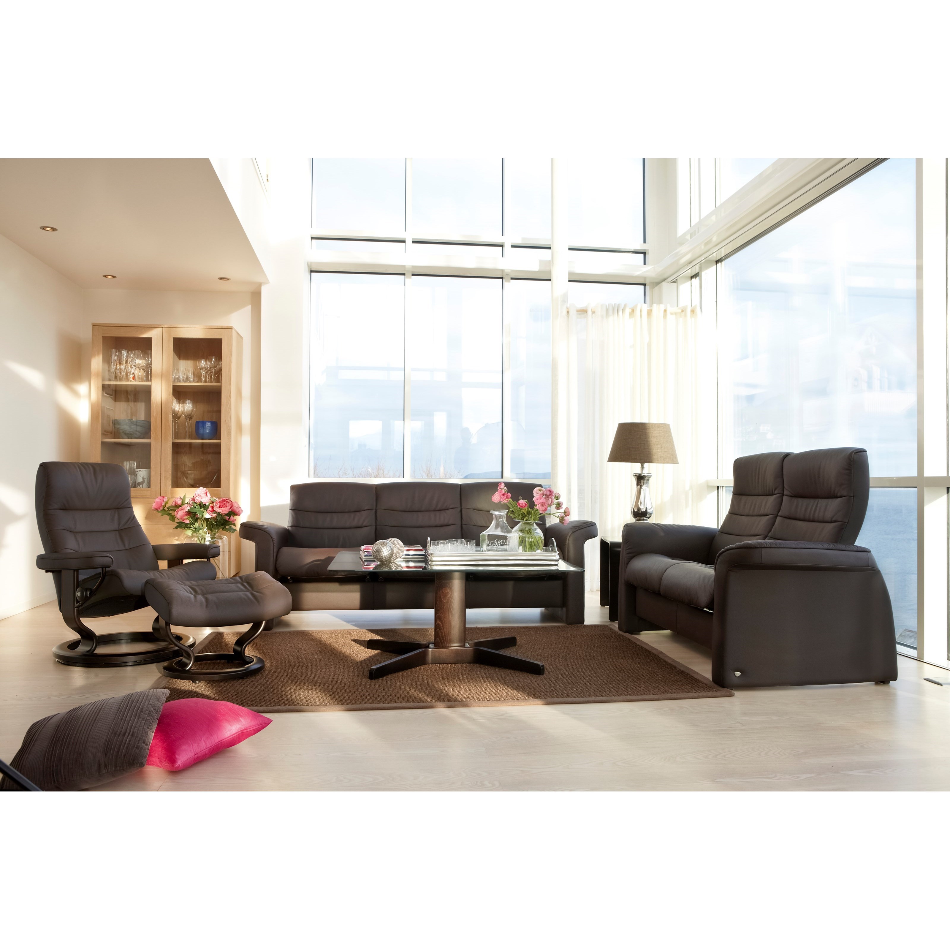 Stressless sapphire best sale leather reclining sofa